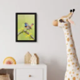 Vogel - Tak - Natuur - Kleurrijk fotolijst zwart zonder passe partout klein -usfeer4_kinderkamer