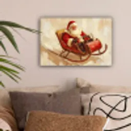 Kerst - Slee - Kerstman canvas 2cm klein -sfeer1