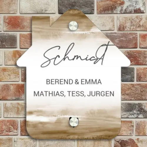 Aquarelachtergrond - Bruin - Sierlijk Naambord Huisje klein -sfeer6