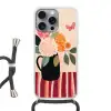 Vaas - Bloemen - Vlinder - Rood Hoesje iPhone 16 Pro Max met koord klein -3d