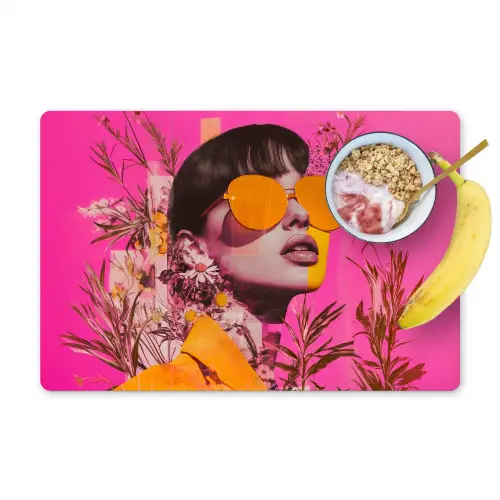 Zonnebril - Oranje - Vrouw - Planten Placemat vinyl groot -zzzproduct_Kitchenyeah-website