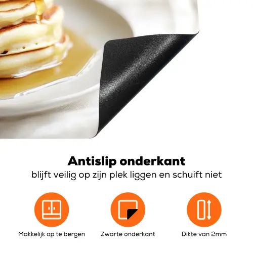 Pannenkoeken - Banaan - Siroop - Wit - Beige Inductie beschermer vinyl 3mm klein -zzzzzzz-td-onderkant