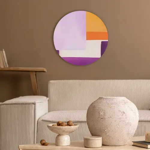 Vlakken - Abstract - Rechthoekig - Oranje Akoestische PET Vilt - Rond klein -sfeer1