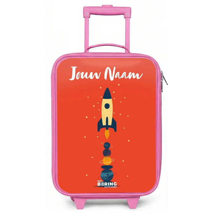 Raket - Sterren - Planeten Kinderkoffer - Roze klein -zz3dotto