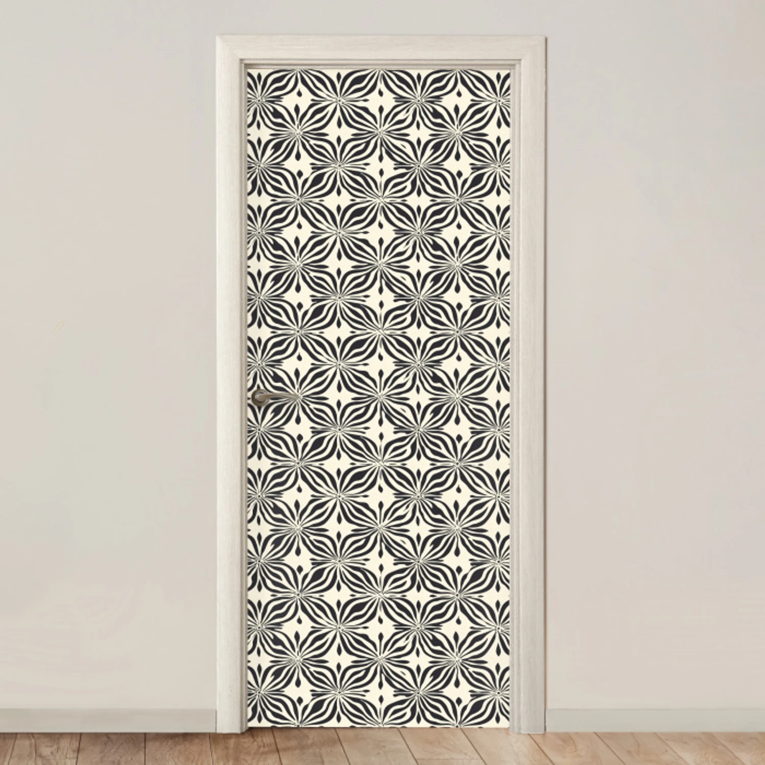 Grafisch - Patroon - Zwart deurposter klein 289 -3d_beige