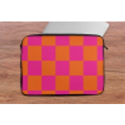 Schaakbord print - Oranje - Roze - Blokjes laptophoes neopreen klein -tafel