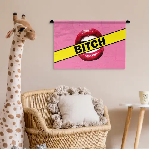 Lippen - Tekst - Kleurrijk Wandkleed katoen klein -wsfeer5_kind