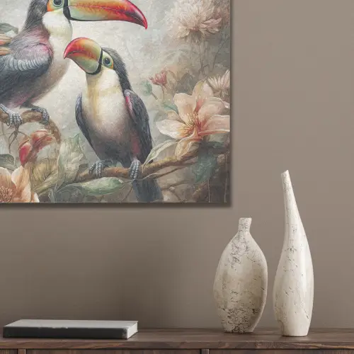 Toekan - Vogels - Bloemen - Jungle PET vilt klein -sfeer6_closeup