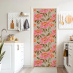 Pioenrozen - Patroon - Roze deurposter klein 289 -sfeer5