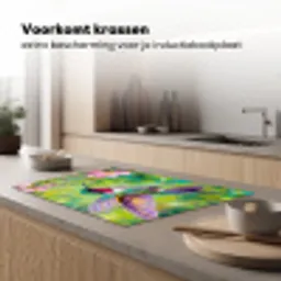 Kolibrie - Bloemen - Natuur - Kleurrijk Inductie beschermer vinyl 3mm klein -sfeer1