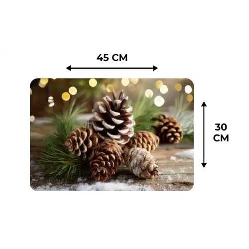 Dennenappels - Kerstsfeer - Bruin - Groen Placemat vinyl groot -specs