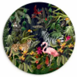 Jungle dieren - Natuur - Jongens - Meisjes - Flamingo - Zebra Wandcirkel kunststof plaat 5mm dik klein -3d