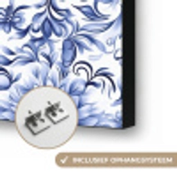 Bloemen - Blauw - Patroon - Wit Textielframe zwart klein 947 -USP_ophangsysteemNL