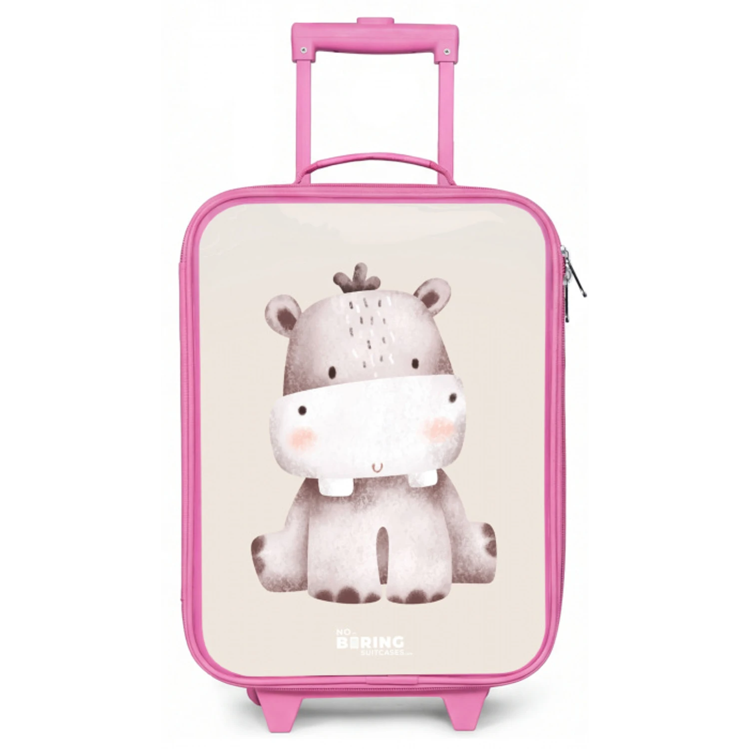 Nijlpaard op beige achtergrond illustratie Kinderkoffer - Roze klein -zz3dotto