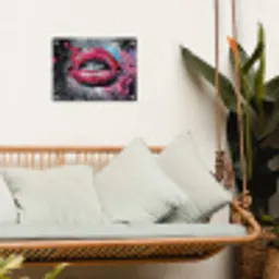 Lippen - Felroze - Graffiti - Verfstrepen tuinposter los doek klein -sfeer7