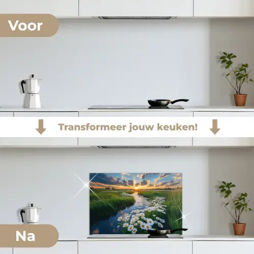 Beekje - Landschap - Margriet keuken achterwand spatscherm klein -voor_na_NL