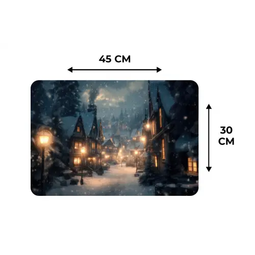 Winterdorp - Sneeuw - Donker Placemat vinyl groot -specs