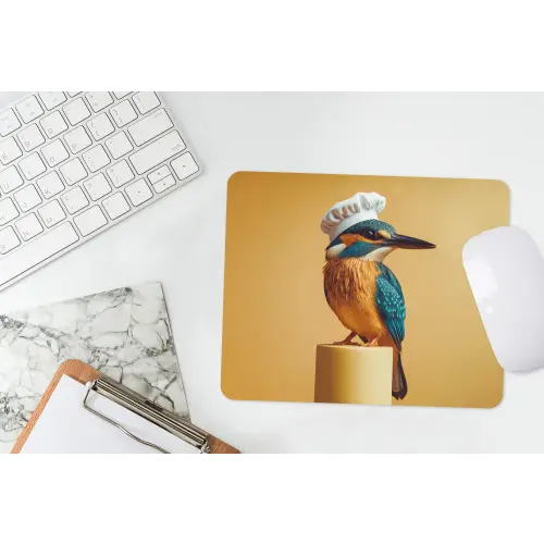 Ijsvogel - Pilaar - Koksmuts - Vogel muismat rubber klein -witbureau