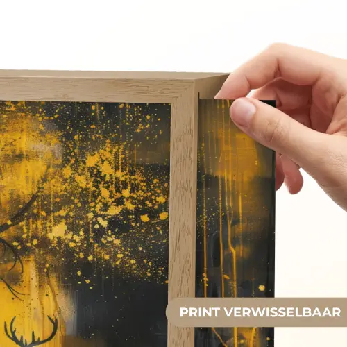 Boom - Verflook - Hert - Natuur - Goud Light Box met batterij (Wandlamp) middel -USP_websiteprintNL