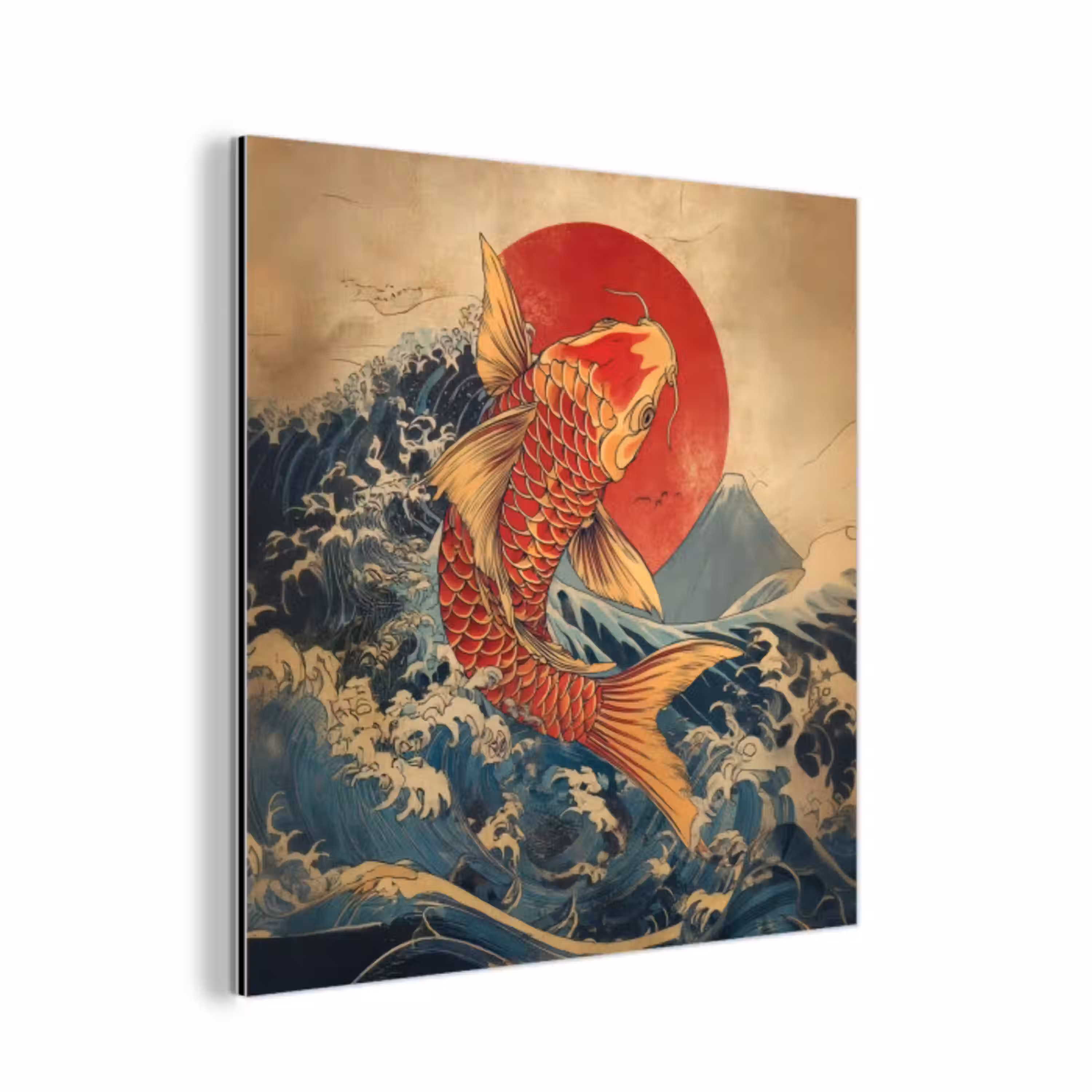 Koi - Zee - Golven - Zon aluminium wit klein -3d