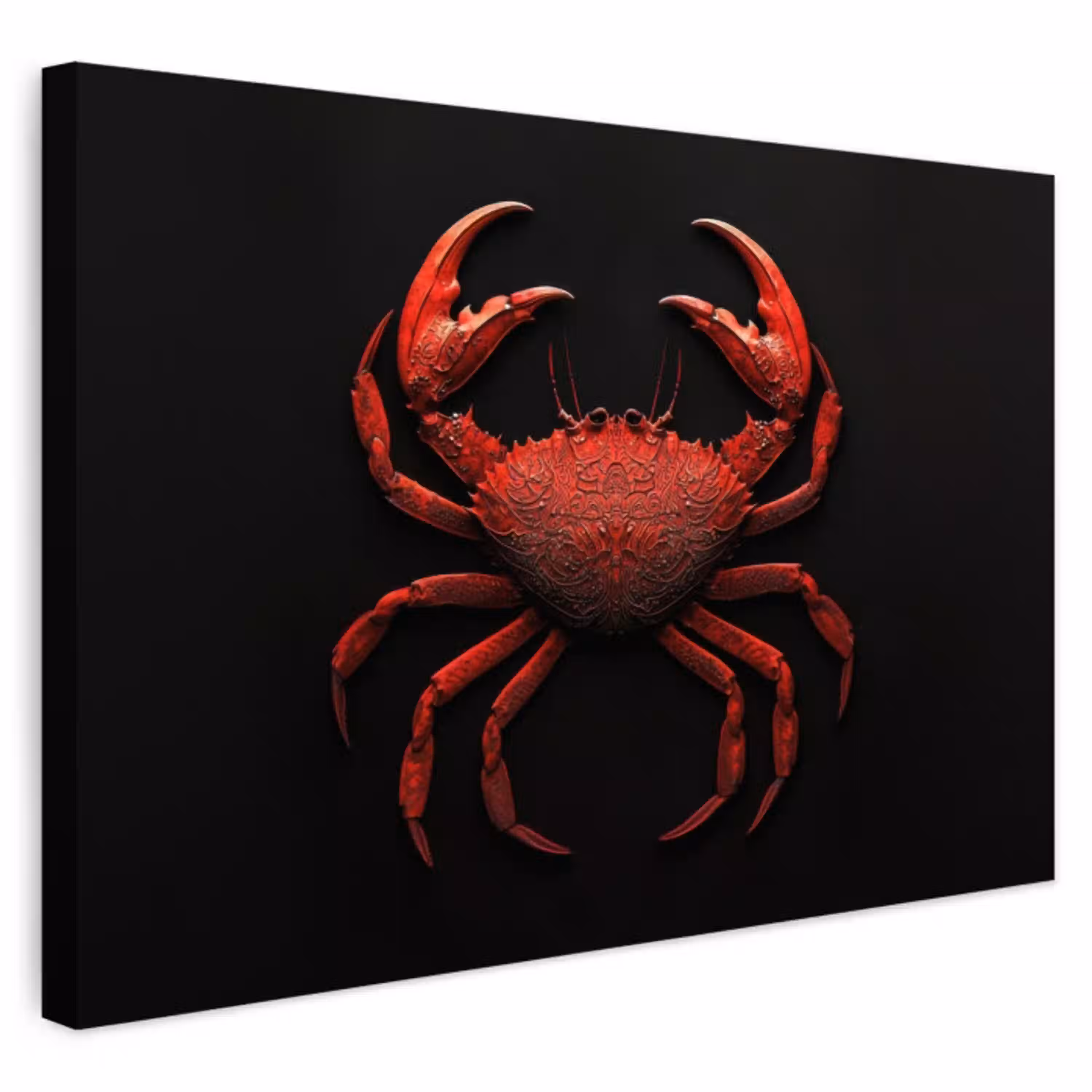 Krab - Rood - Vissen - Schaaldieren Tuinposter op houten frame 2 cm dik klein -3d