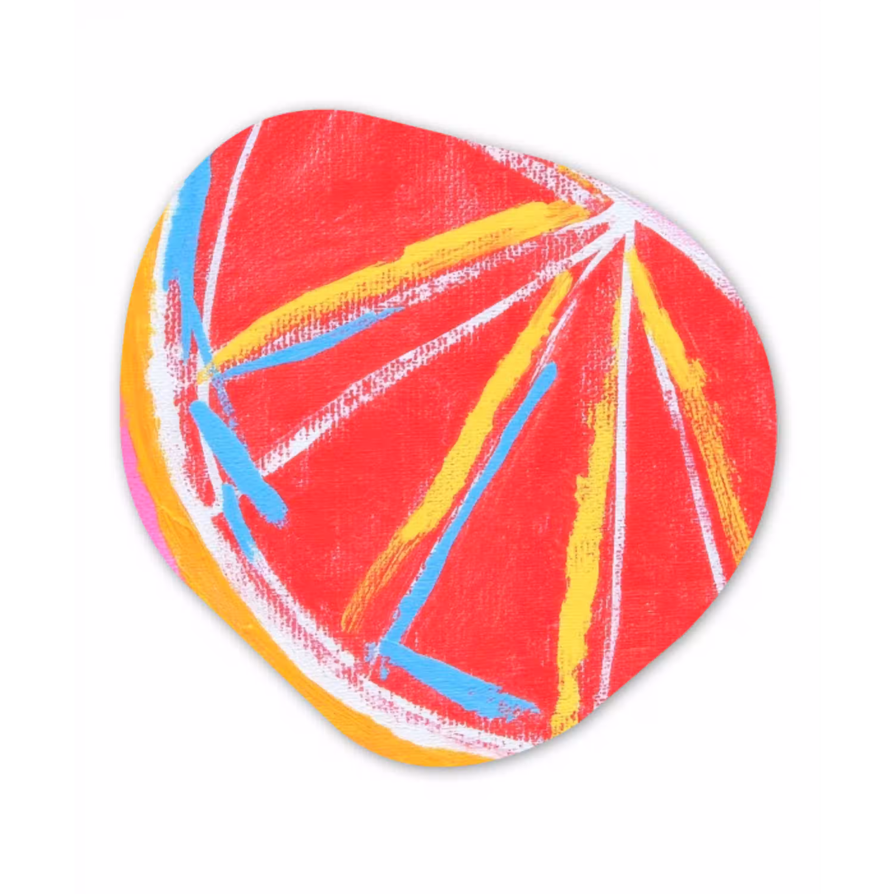 Grapefruit - Geschilderd - Roze - Strepen Wandcirkel Organisch Aluminium middel -3d