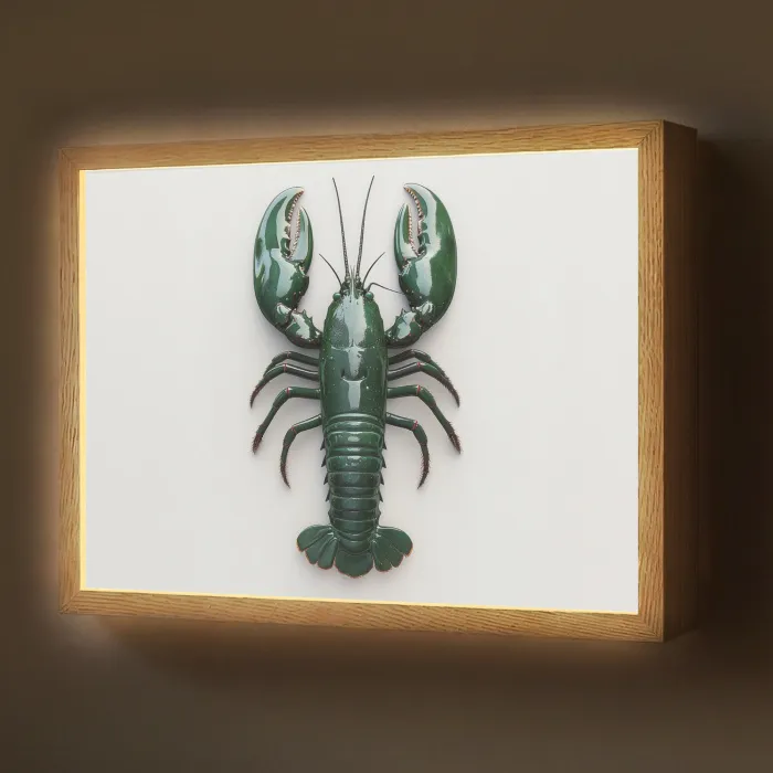 Kreeft - Glossier - Groen - Wit Light Box met batterij (Wandlamp) middel -z3d_website