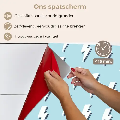 Blauw - Wit - Patroon - Bliksem keuken achterwand spatscherm klein 900 -spatscherm_NL