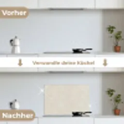 Zandkleurig - Modern - Egaal keuken achterwand spatscherm klein 900 -voor_na_DE