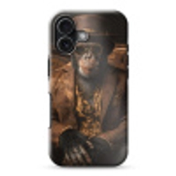 Chimpansee - Stoel - Pak - Bruin Toughcase MagSafe Apple iPhone 17 klein -3d