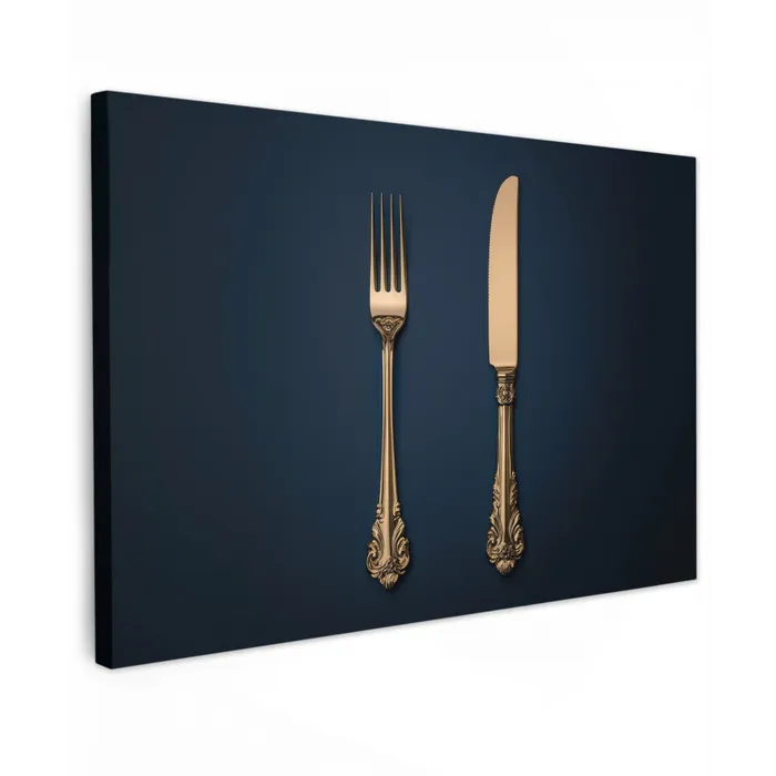 Bestek - Donkerblauw - Goud canvas 2cm klein -z3d