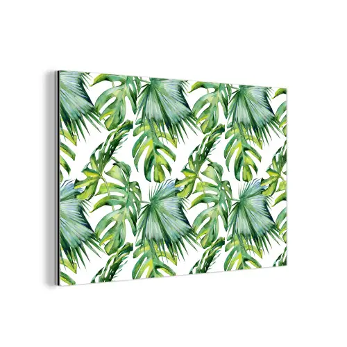 Monstera - Palmblad - Jungle - Tropisch aluminium wit klein -3d
