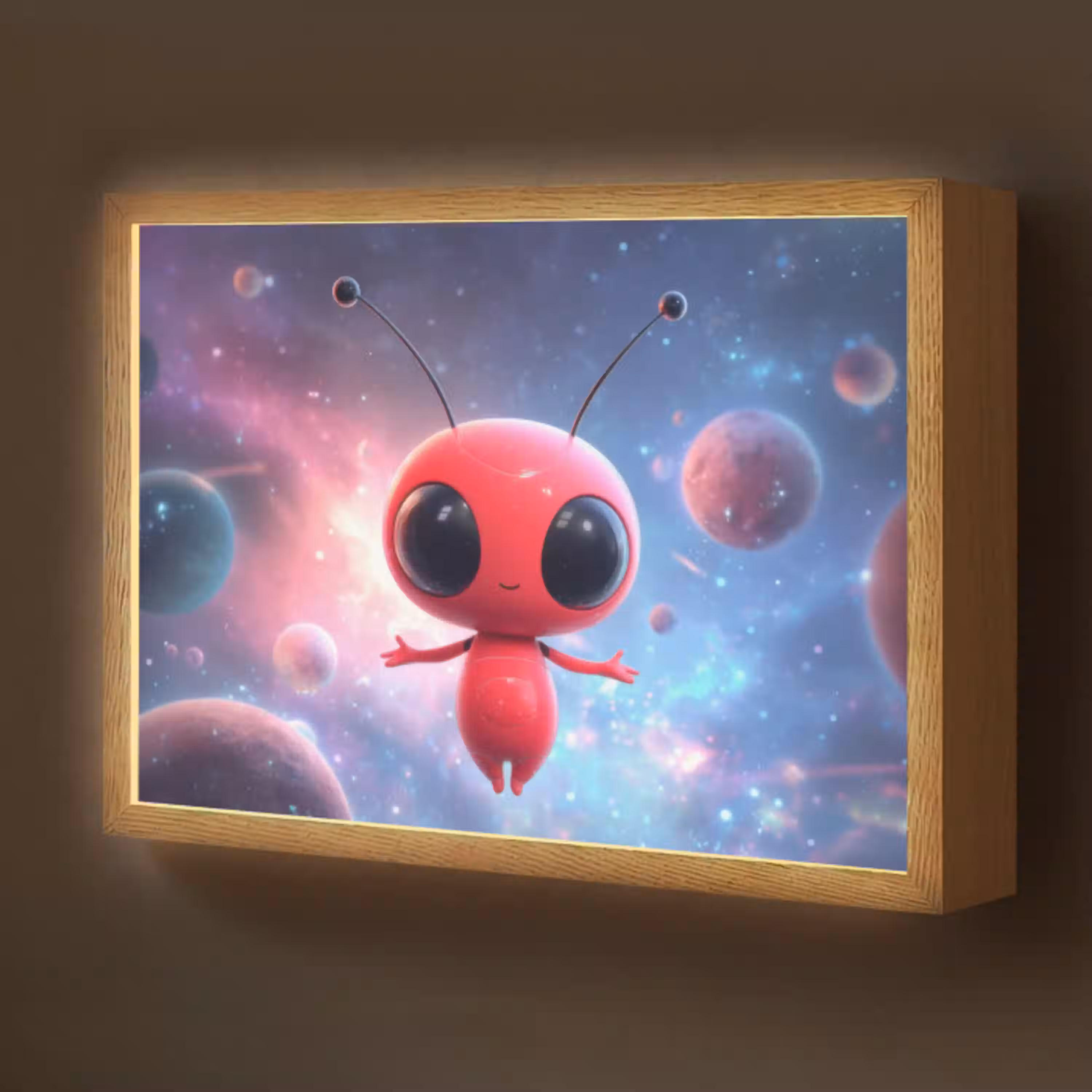 Buitenaards wezen - Rood - Planeten Light Box met batterij (Wandlamp kind) middel -z3d_website