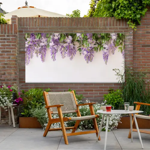 Blauwe regen - Bloemen - Paars Tuinposter op houten frame 2 cm dik xxl -sfeer3