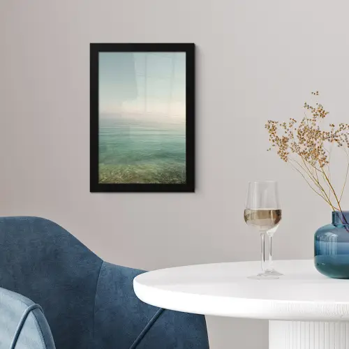 Zee - Horizon - Blauw - Mist fotolijst zwart zonder passe partout klein -sfeer4