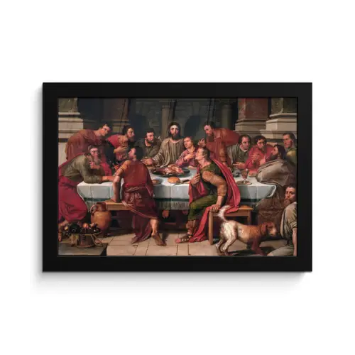 Het laatste avondmaal - Schilderij van Willem Key fotolijst zwart zonder passe partout klein -3d