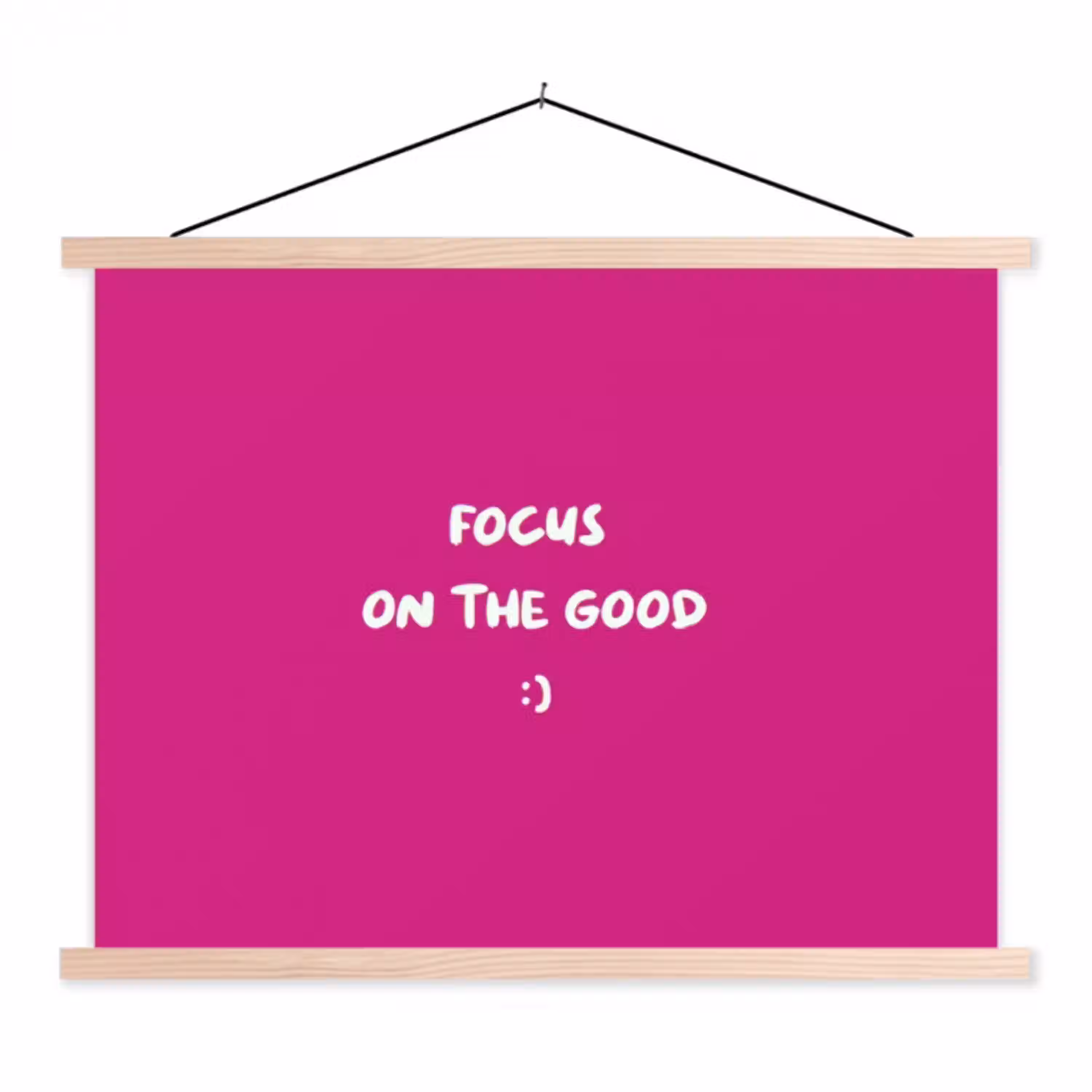 Focus - Smiley - Roze textielposter latten blank klein -3d