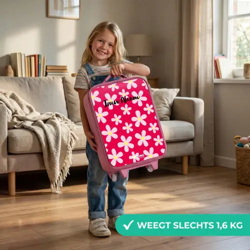 Madeliefjesmania hotpink Kinderkoffer - Roze klein -sfeer2_NL