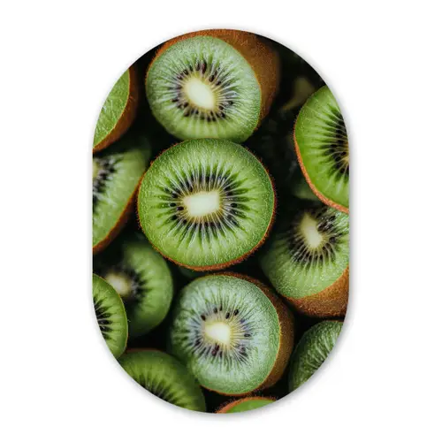 Kiwi - Fruit - Groen Wandcirkel Ovaal Glas middel -3d