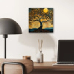 Boom - Maan - Bloemen - Goud - Kunst aluminium wit klein -sfeer5