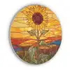 Zonnebloem - Mozaïek - Zonsondergang - Geel Akoestische PET Vilt - Rond klein -3d