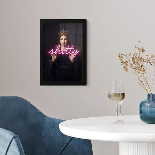 Ironisch - Tekst - Neon fotolijst zwart zonder passe partout klein -sfeer4