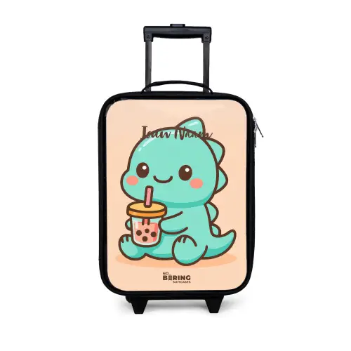 Kawai - Dino - Bubbletea Kinderkoffer - Zwart klein -3d