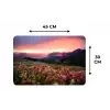 Bloemen - Bergen - Landschap - Nacht - Lucht - Roze Placemat vinyl groot -specs