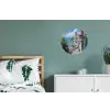 Huizen - Zee - Bomen - Bloemen Wandcirkel aluminium klein -slaapkamer