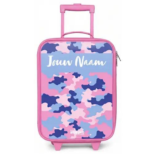 Camouflage - Roze - Blauw Kinderkoffer - Roze klein -zz3dotto