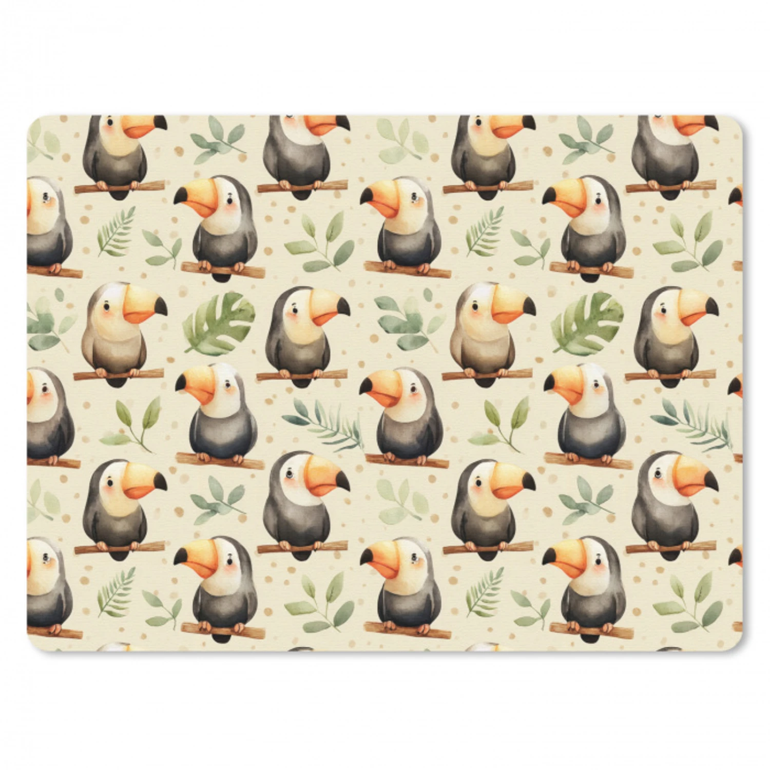 Toekans - Exotisch - Kleurrijk muismat rubber klein 262 -3d
