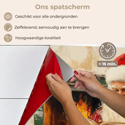 Kerst - Kerstman - Winter - Open Haard keuken achterwand spatscherm klein -spatscherm_NL