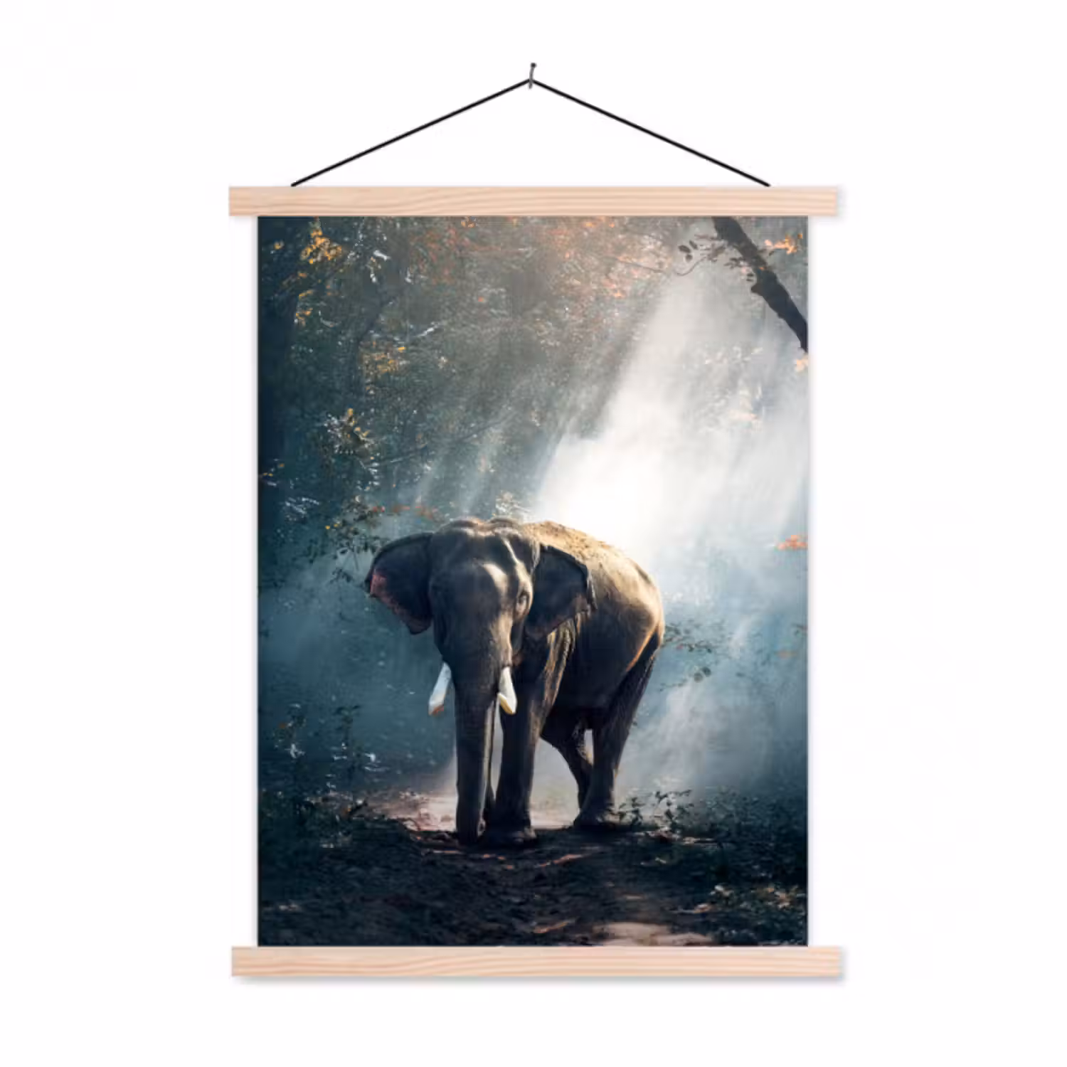 Stoffbild - Elefant - Tiere - Licht - Wald - Natur - Wildtiere