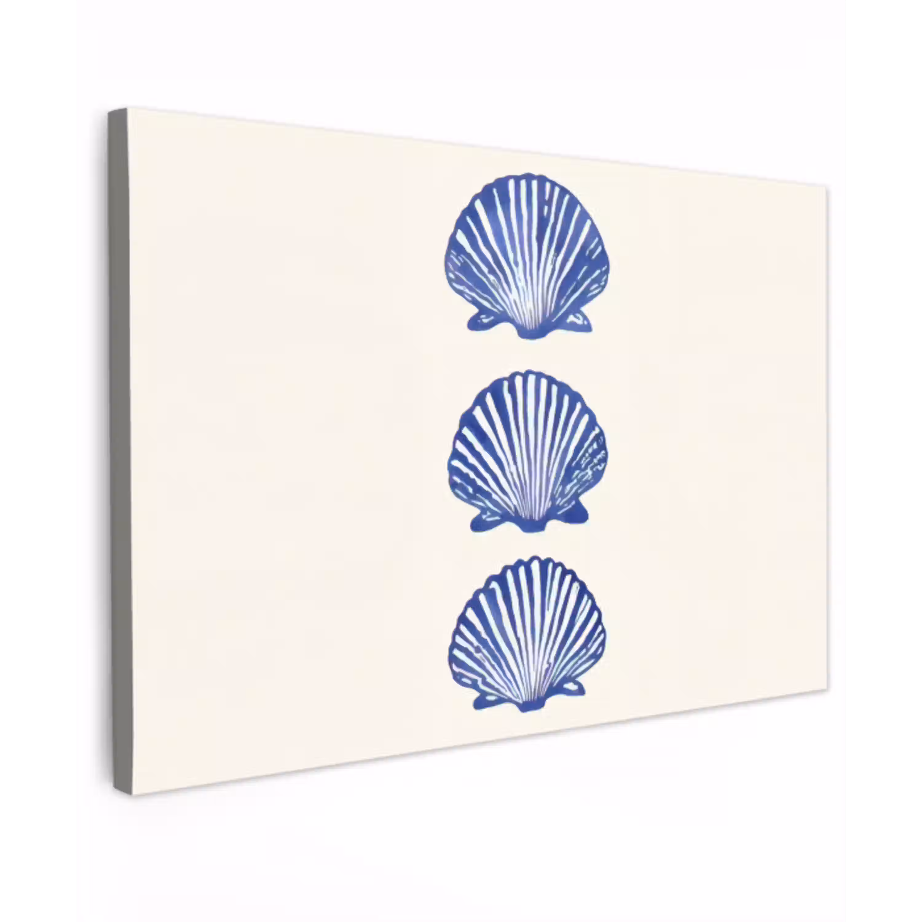 Schelpen - Blauw - Patroon Tuinposter op houten frame 2 cm dik klein -3d